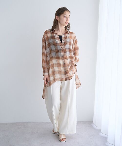 慈雨チェック柄 ロングブラウス Amazon | [CoeFodMavo] ブラウス レディース 長袖 シャツ