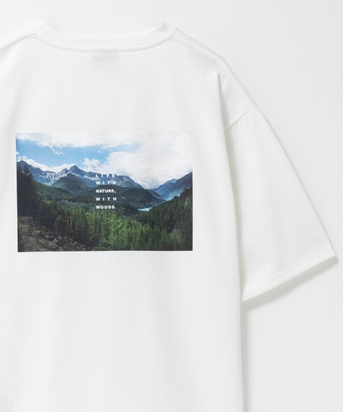 Chevon フォトプリントTシャツ　ホワイト　XL 新品未開封品 tシャツ WOODS フォトプリントTシャツ「吸水速乾」 メンズ