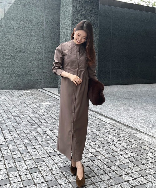 anuans（アニュアンス） 長袖ワンピース SMALL ブラウン レディース