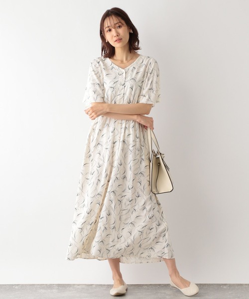 「GLOBAL WORK」 半袖ワンピース MEDIUM ベージュ系その他2 レディース_画像3