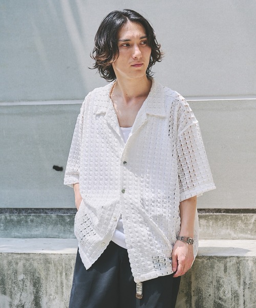d.i.a. 半袖 レースシャツ JOURNAL STANDARD シャツ アブストラクト レース 半袖 メンズ