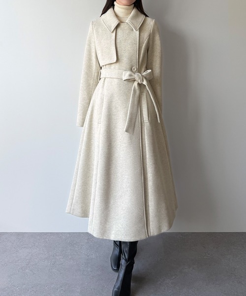 美品 ミースロエ ミドル丈ステンカラーコート 上質ウール 完売品 ホワイト ステンカラーコート コート soutien collar double button coat