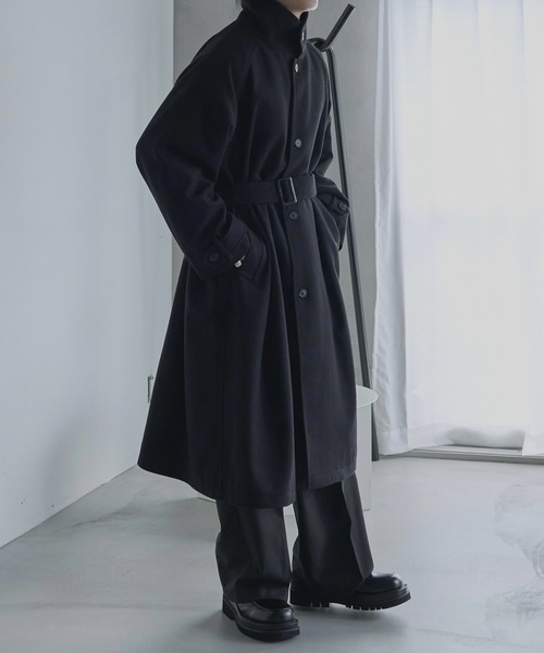 ADAMASTE ステンカラーコート MEDIUM ブラック メンズ : ZOZOTOWN