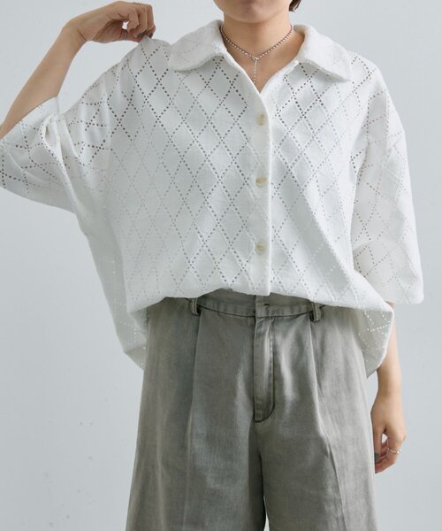 「ear PAPILLONNER」 半袖ブラウス FREE ベージュ レディース ear PAPILLONNER 「ear PAPILLONNER」 半袖ブラウス FREE