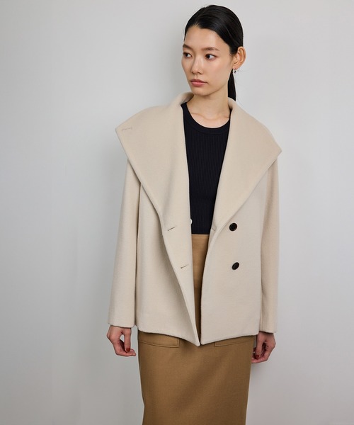 ROPE' プレミアムカシミヤショートコート オフホワイト 36 ROPE' プレミアムカシミヤショートコート オフホワイト 36 ROPE'｜【高