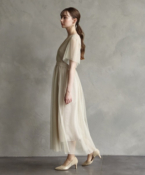 AIMER（エメ） ドレス フレアスリーブラメチュール カシュクール