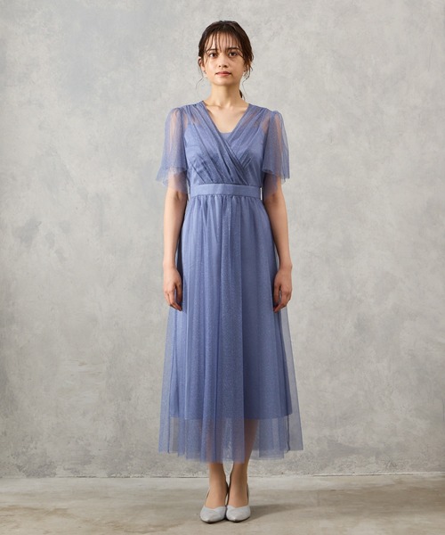 AIMER（エメ） ドレス フレアスリーブラメチュール カシュクール