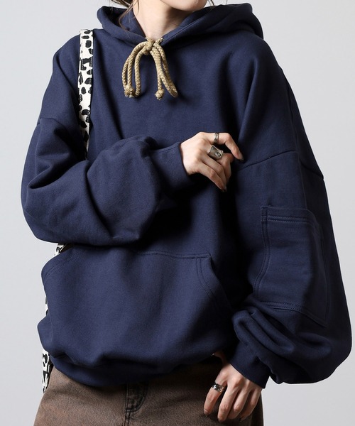 MN+LA パーカー コットン ビッグシルエットパーカー フーディ