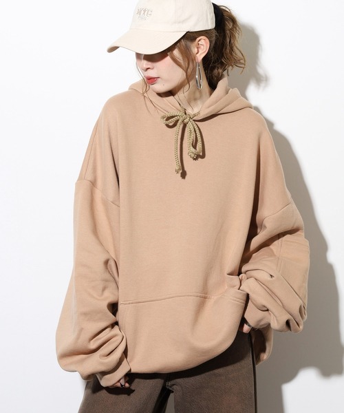 MN+LA パーカー コットン ビッグシルエットパーカー フーディ 