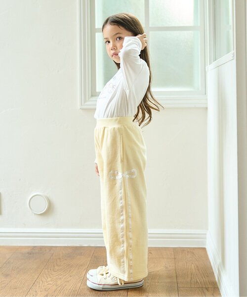 ワイドパンツ パンツ 「セットアップ可」「毛玉バイバイ裏毛」リボン