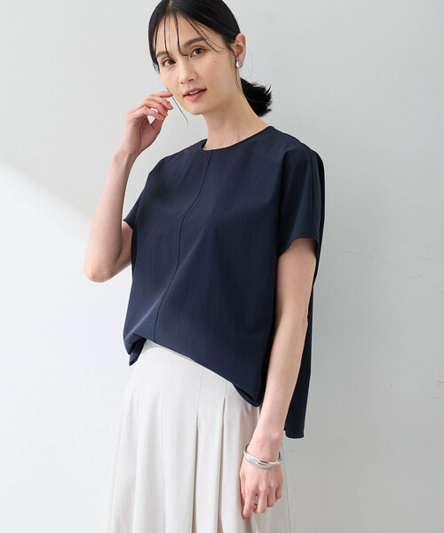 「A/C DESIGN BY ALPHA CUBIC」 半袖ブラウス 9号 ライトグレー レディース_画像2