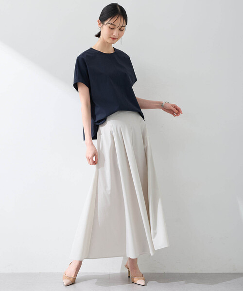 「A/C DESIGN BY ALPHA CUBIC」 半袖ブラウス 9号 ライトグレー レディース_画像4