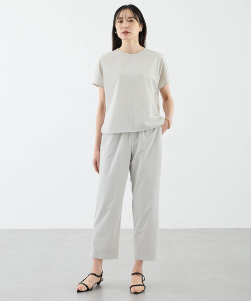 「A/C DESIGN BY ALPHA CUBIC」 半袖ブラウス 9号 ライトグレー レディース_画像6