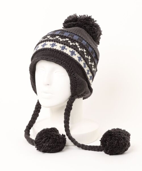 AsRiRe ニット帽 ニットキャップ 25aw ノルディック柄 ポンポンニット
