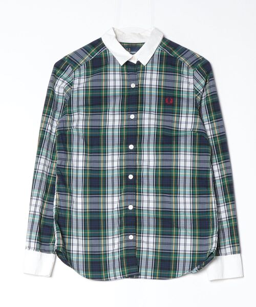 新品 FRED PERRY チェック柄 長袖シャツ L FRED PERRY（フレッドペリー） 長袖シャツ 10 グリーン レディース