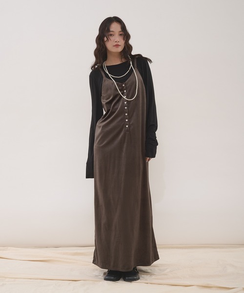 MUHET（ミュエータ） ワンピース velour henry neck camisole dress