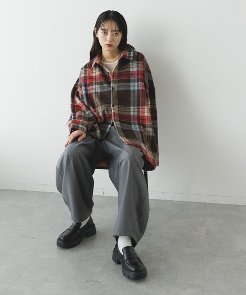 BEVERLY HILLS POLO CLUBシャギーチェックシャツグレー