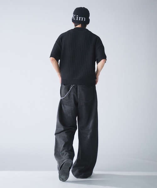 「Adoon plain」 半袖ニット MEDIUM ボルドー メンズ_画像2