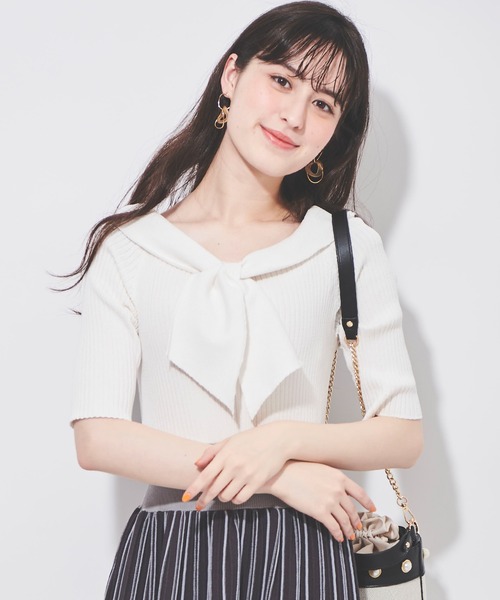 「31 Sons de mode」 半袖ワンピース 36 ネイビー レディース_画像2