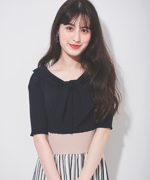 「31 Sons de mode」 半袖ワンピース 36 ネイビー レディース_画像5