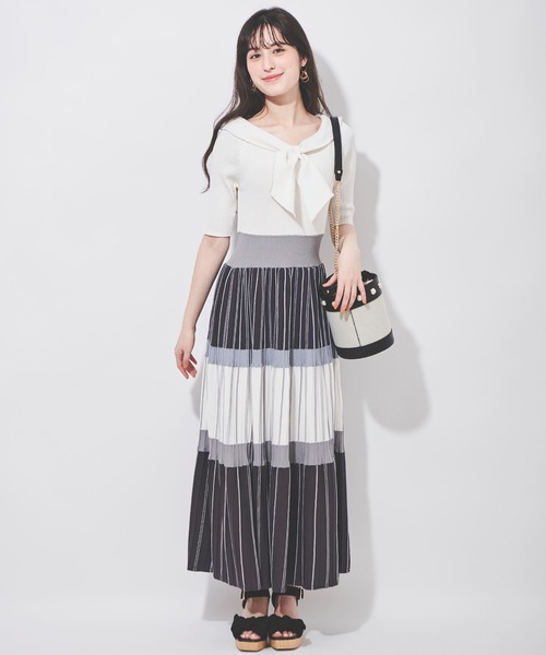 「31 Sons de mode」 半袖ワンピース 36 ネイビー レディース_画像7