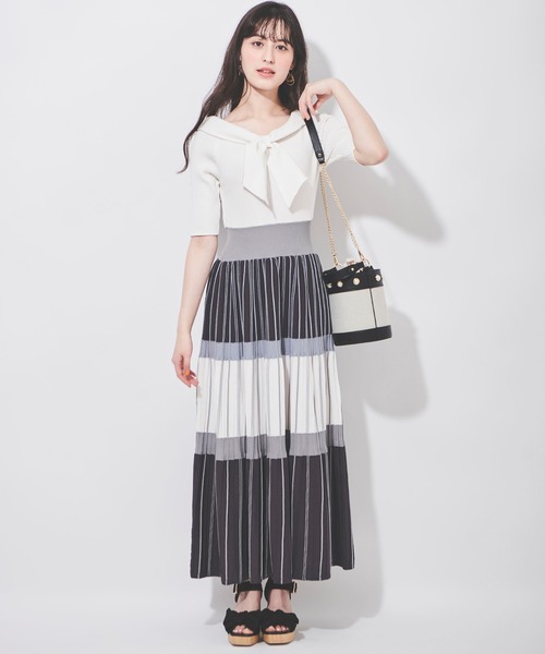 「31 Sons de mode」 半袖ワンピース 36 ネイビー レディース_画像9