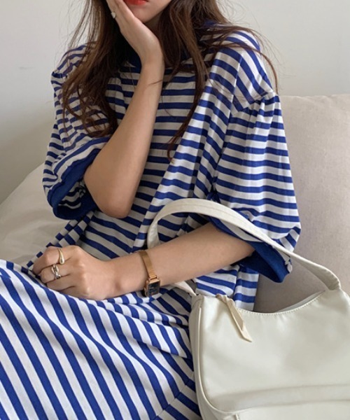 「deux amour」 半袖ワンピース FREE(9) ブルー レディース_画像9