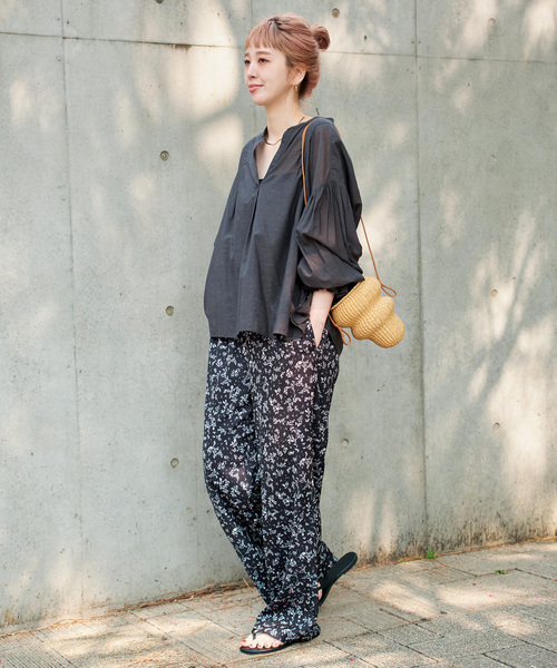 「B.C STOCK」 「Simplicite」長袖ブラウス FREE ライトグリーン レディース_画像3