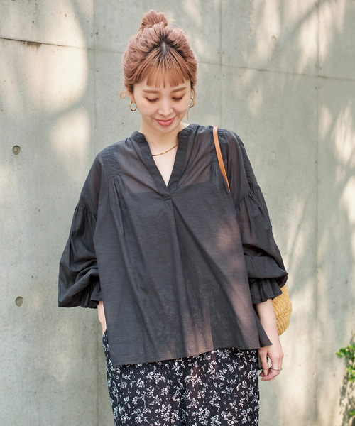 「B.C STOCK」 「Simplicite」長袖ブラウス FREE ライトグリーン レディース_画像5