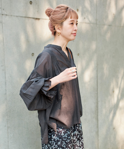 「B.C STOCK」 「Simplicite」長袖ブラウス FREE ライトグリーン レディース_画像6