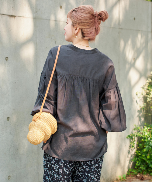 「B.C STOCK」 「Simplicite」長袖ブラウス FREE ライトグリーン レディース_画像7