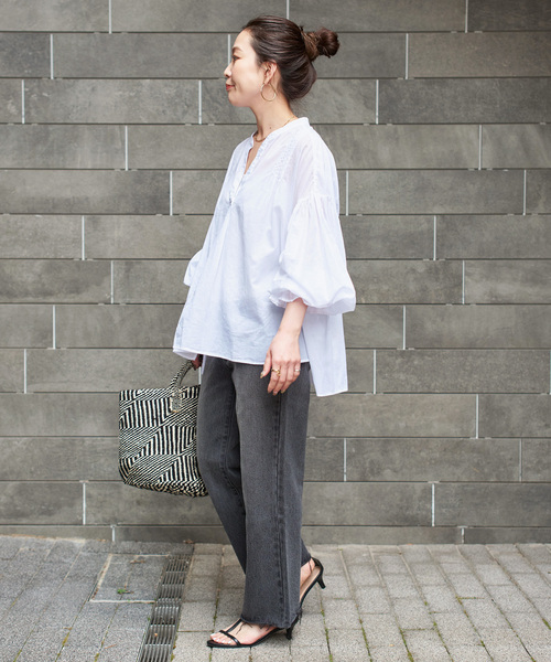 「B.C STOCK」 「Simplicite」長袖ブラウス FREE ライトグリーン レディース_画像9