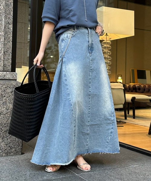 DouDou（ドゥドゥ） デニムスカート 2 ブルー レディース : ZOZOTOWN