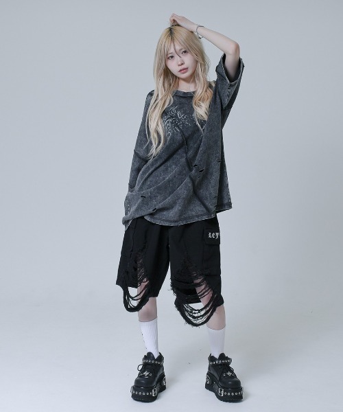 REFLEM（レフレム） 7分袖カットソー FREE ブラック×パープル