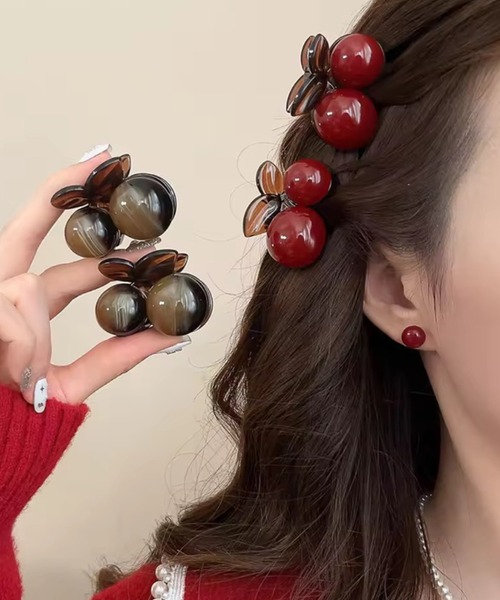 ヘアクリップ 「 ammy. / エイミードット 」 チェリー モチーフ バンス