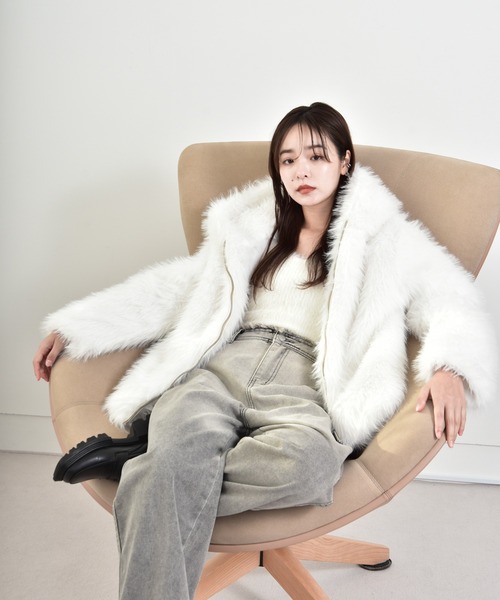 ブルゾン アウター フェイクファーフーディーブルゾン レディース