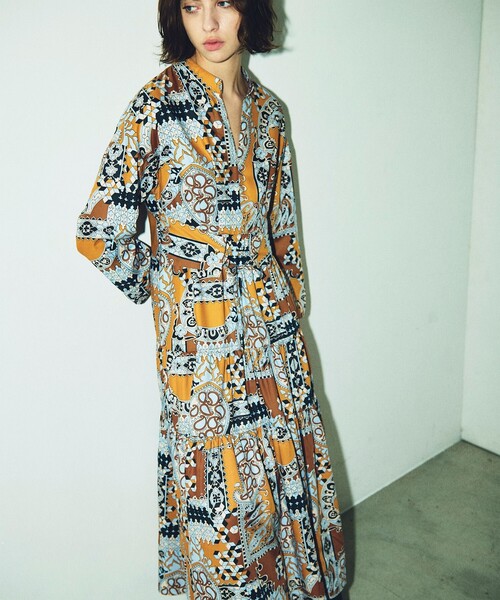 「GRACE CONTINENTAL」 長袖ワンピース 36 イエロー レディース_画像2