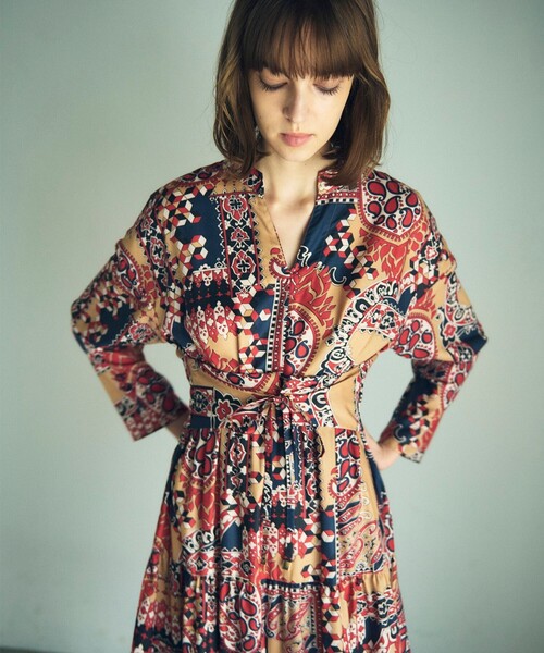 「GRACE CONTINENTAL」 長袖ワンピース 36 イエロー レディース_画像3