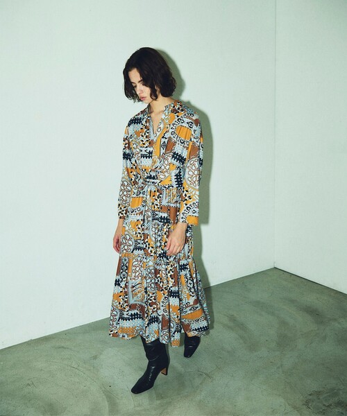 「GRACE CONTINENTAL」 長袖ワンピース 36 イエロー レディース_画像4