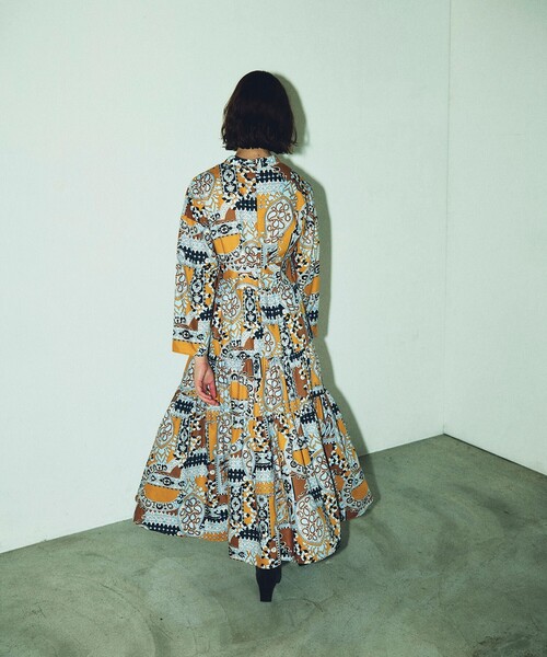 「GRACE CONTINENTAL」 長袖ワンピース 36 イエロー レディース_画像5