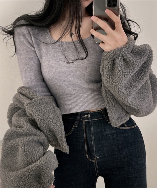 パーカー スタンドネックZIPフリース レディース メンズ | lulufa | 18