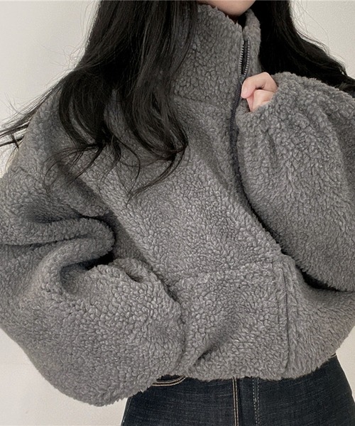 パーカー スタンドネックZIPフリース レディース メンズ | lulufa | 20