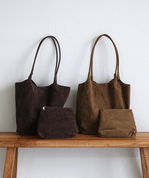 reca（レカ） トートバッグ ポーチ付きスエードトートバッグ