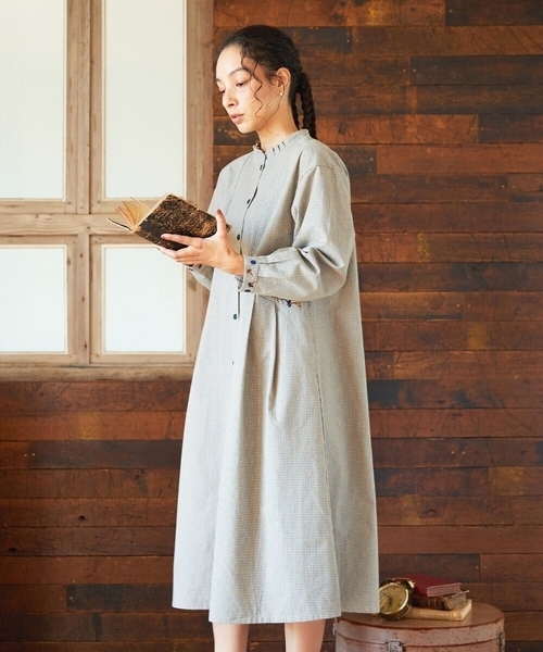 【NEW】ホコモモラ（JOCOMOMOLA）/Flor pequena チェックフラワー刺繍ワンピース Jocomomola（ホコモモラ） ワンピース Flor pequena チェックフラワー