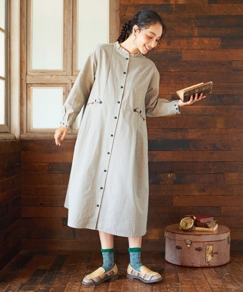 Jocomomola(ホコモモラ) ワンピース Flor pequena チェックフラワー Jocomomola(ホコモモラ) ワンピース Flor pequena チェックフラワー