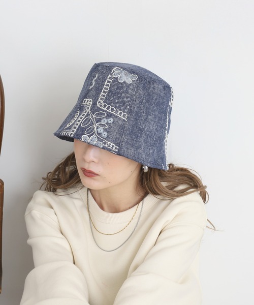 ネイビー バケットハット クロス刺繍付き 刺繍ロゴ バケットハット | テントクリーニング.com