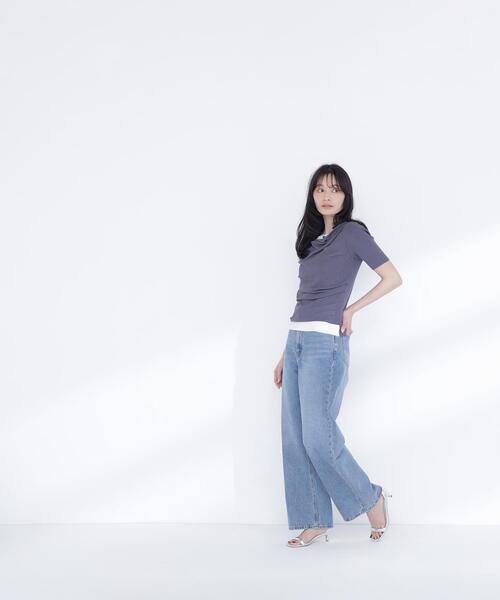 ジーンズ デニム デニムパンツ 「Oggi.jp掲載」「sweet掲載」ワイドストレートデニムパンツ レディースの画像