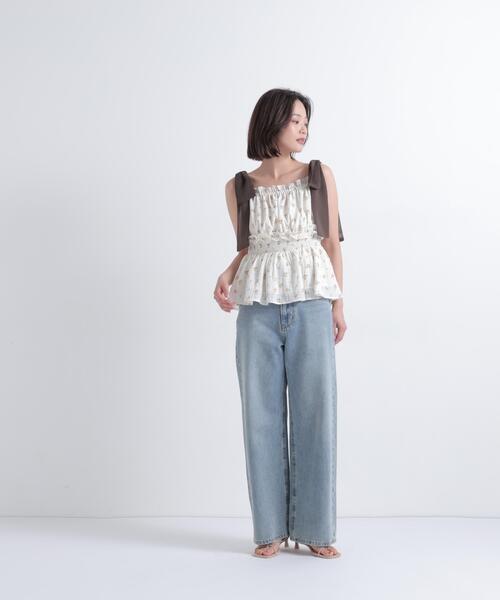 ジーンズ デニム デニムパンツ 「Oggi.jp掲載」「sweet掲載」ワイドストレートデニムパンツ レディースの画像