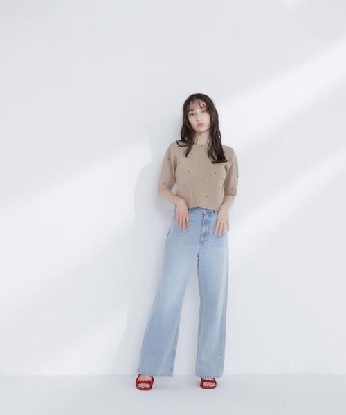 ジーンズ デニム デニムパンツ 「Oggi.jp掲載」「sweet掲載」ワイドストレートデニムパンツ レディースの画像