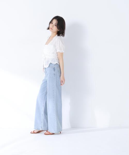 ジーンズ デニム デニムパンツ 「Oggi.jp掲載」「sweet掲載」ワイドストレートデニムパンツ レディースの画像